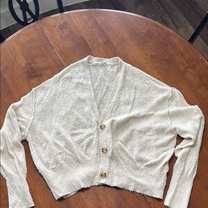 Free People Cream Button-Up Sweater